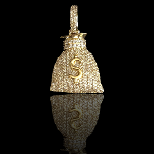 14K Yellow Gold Money Bag With 2.00 Ctw Diamonds
