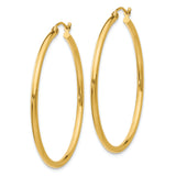 14k Polished 2x40mm Lightweight Tube Hoop Earrings