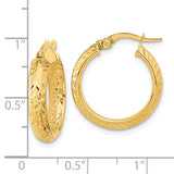14K Polished and Diamond-cut Inside and Out Fancy Hoop Earrings