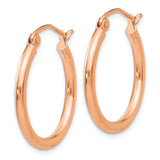 14k Rose Gold Polished 2mm Lightweight Tube Hoop Earrings