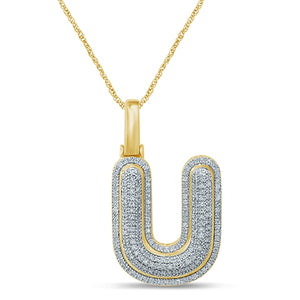 10KT 0.28-0.41CT D-BUBBLE LETTER " U  "