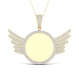 10KT 1.25CT D-CHARM "MEMORY PENDANT WITH PLATE AND WINGS"