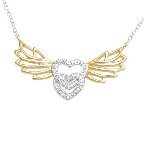 10K 0.15CT D-LADIES CHARMS "HEART-WINGS"