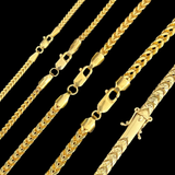 10K-14K Solid Gold Italian Hallow Franco Chain