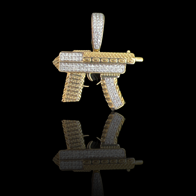 10K Yellow Gold UZI Charm With 0.90 Ctw Diamonds